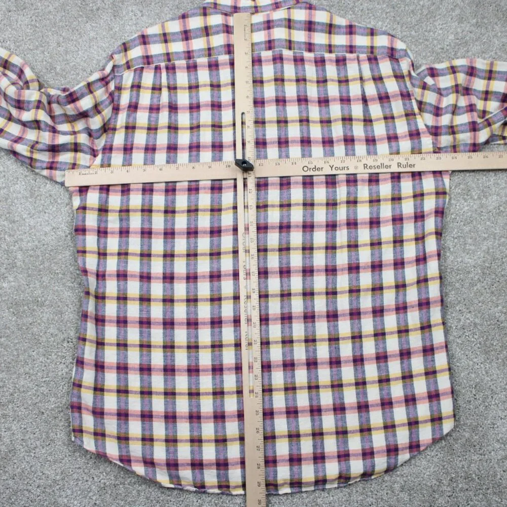 J. Crew Cotton/Linen Blend Shirt Mens‎ Large Pink/Purple/Yellow/White L/S Button